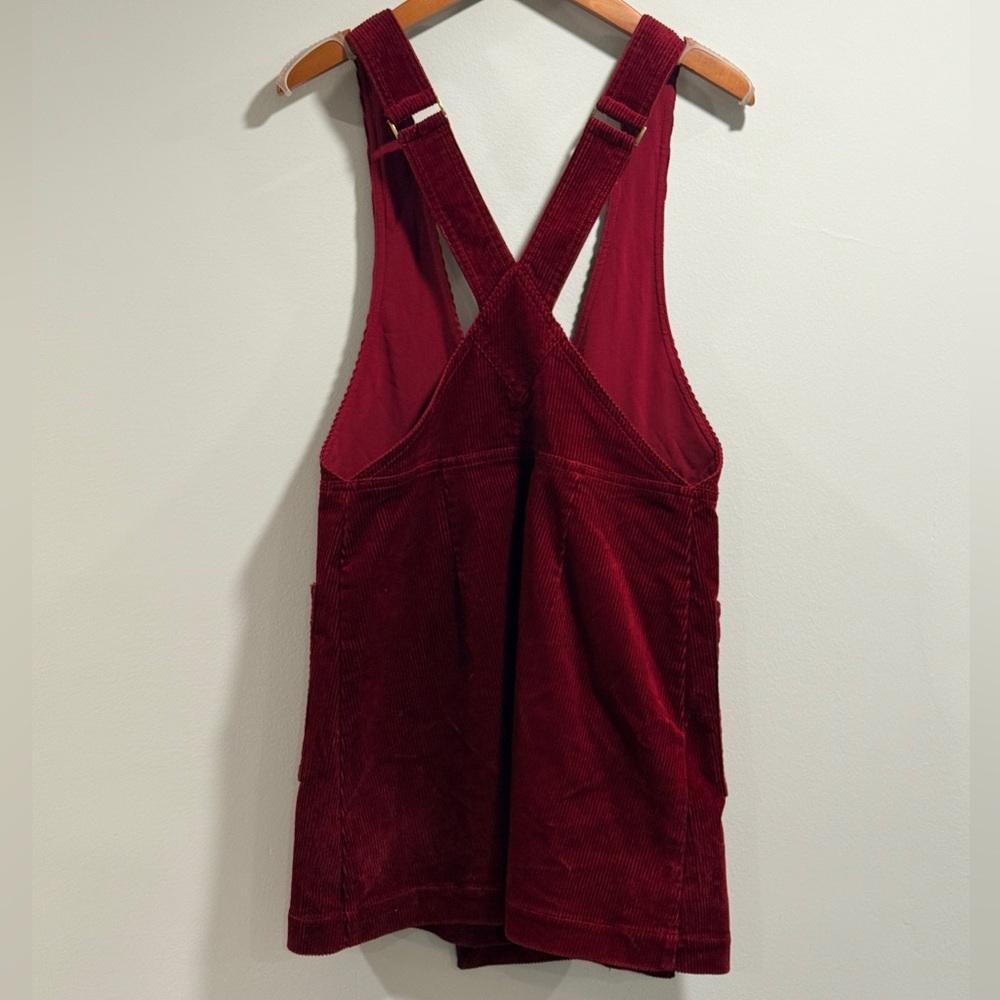Free People Women's Maroon Corduroy Jumper Dress Size 8 - Picture 5 of 10